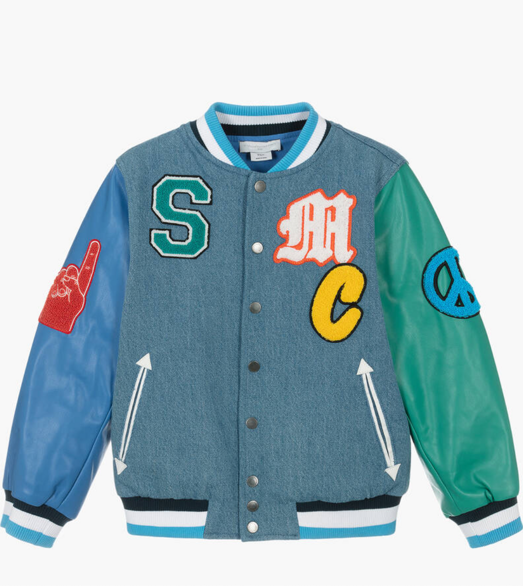 Stella McCartney Kids Blue Denim Varsity Jacket