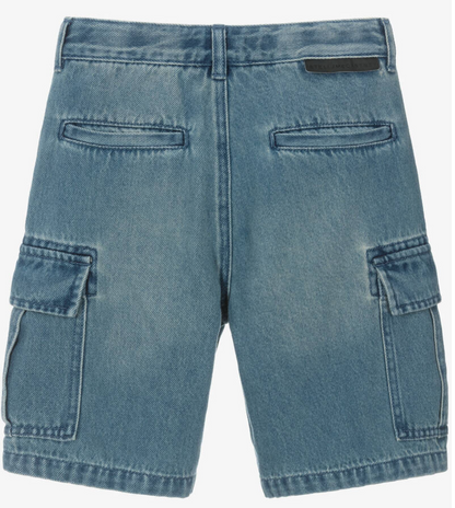 Stella McCartney Kids Boys Blue Denim Cargo Shorts