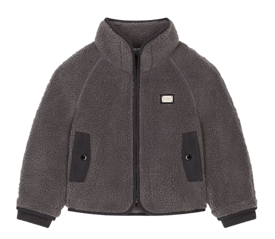 D&G KIDS Faux Shearling Jacket in Grey