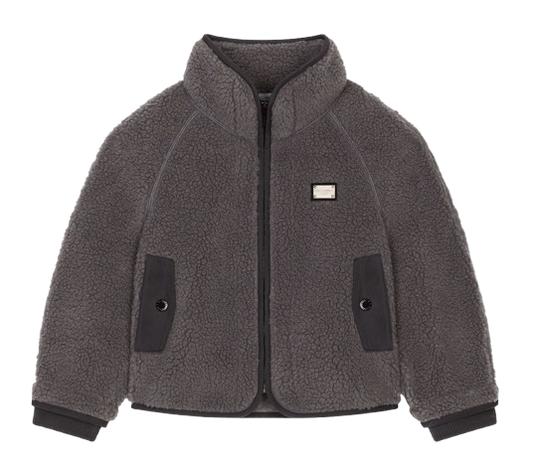 D&G KIDS Faux Shearling Jacket in Grey