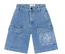 Load image into Gallery viewer, FENDI KIDS Washed Denim Bermuda Shorts
