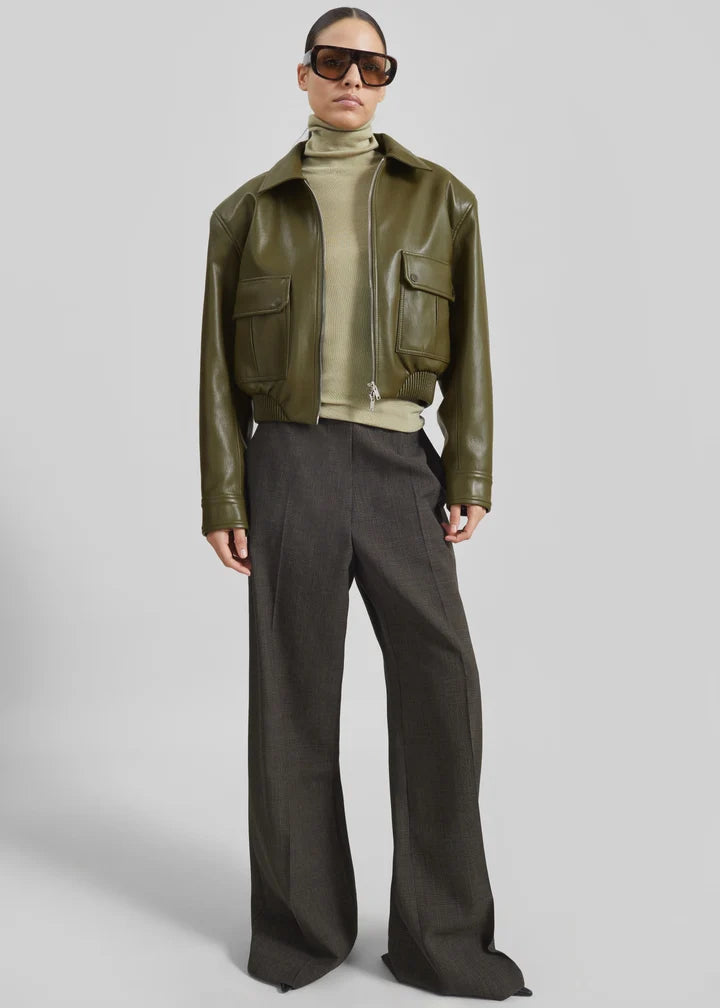 THE FRANKIE SHOP Val Elasticated-Hem Faux-Leather Jacket
