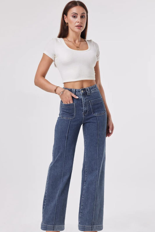 Crease Front Straight Denim