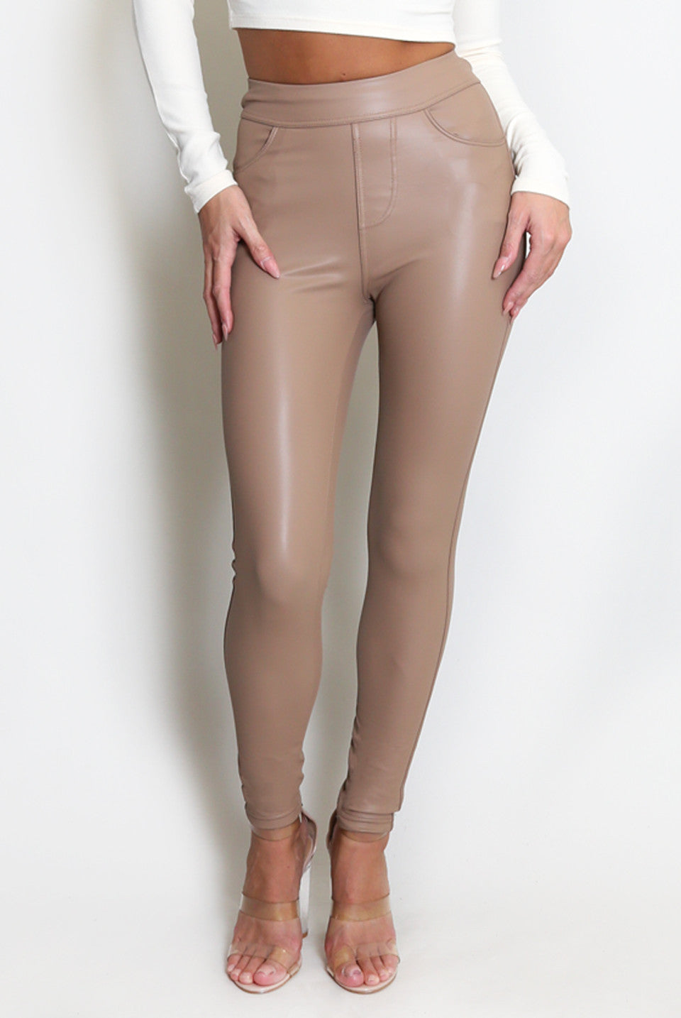 Wet Look Pull Up Jegging