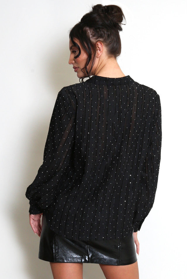 Soft Texture Button Blouse (Black)