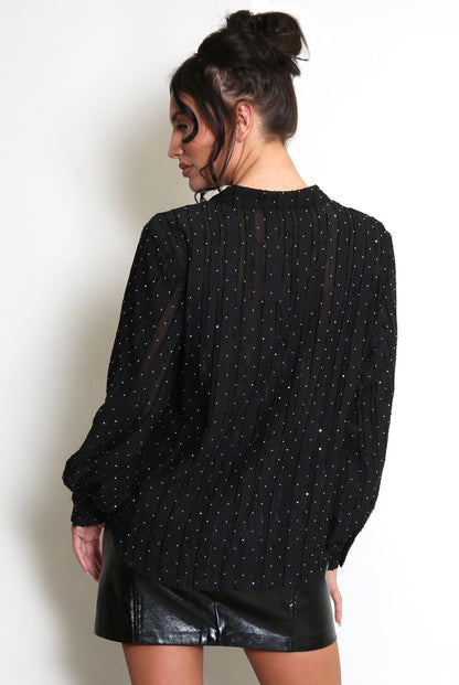 Soft Texture Button Blouse (Black)