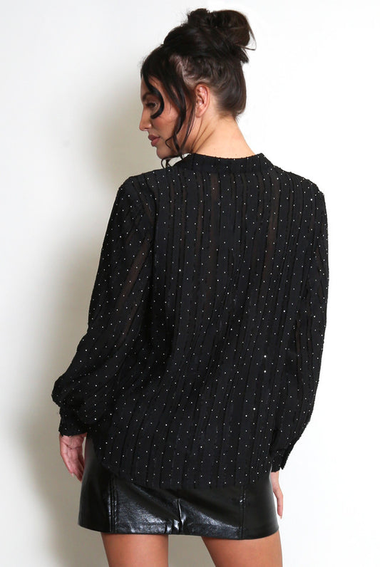 Soft Texture Button Blouse (Black)