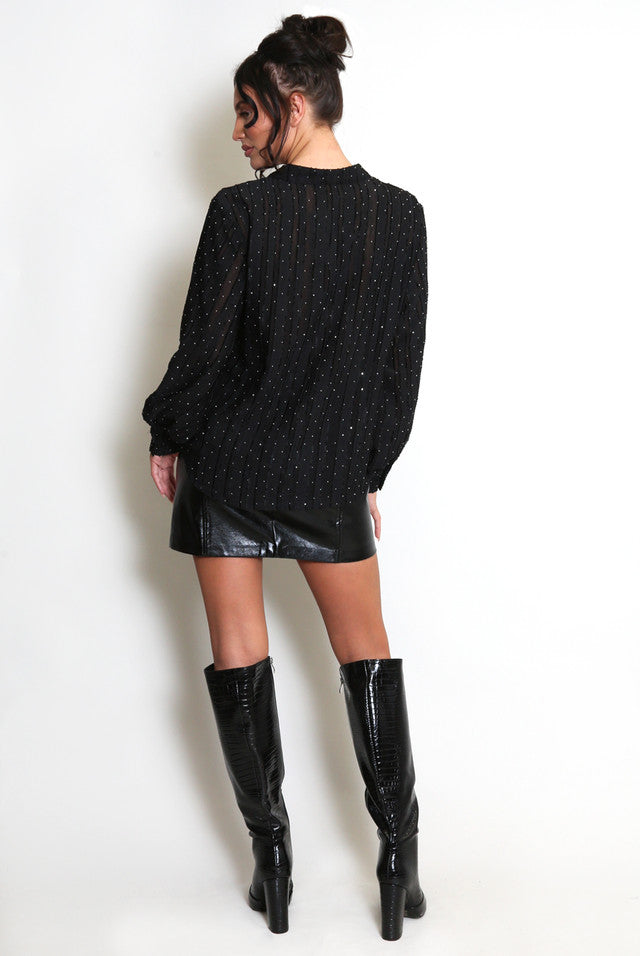 Soft Texture Button Blouse (Black)