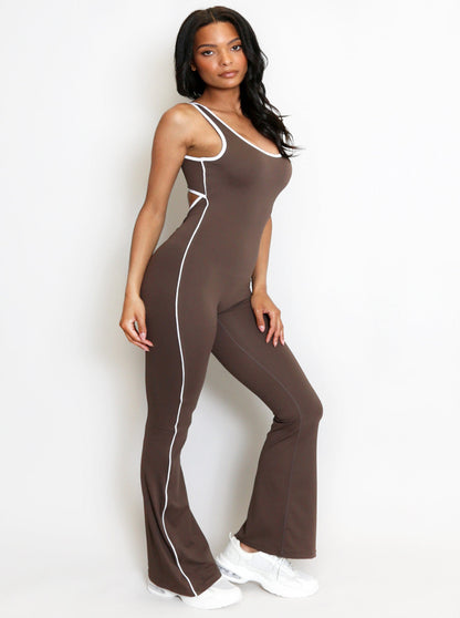 Cut Out Push Up Unitard (Chocolate)