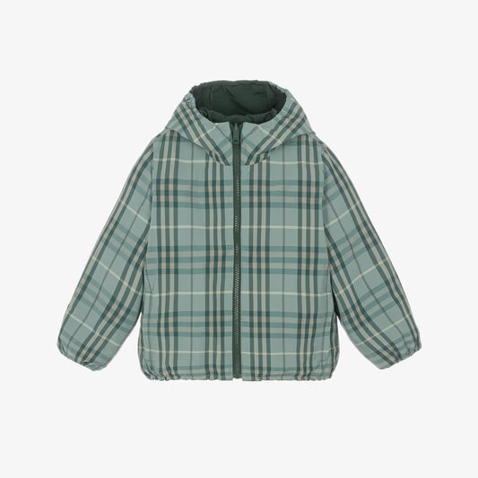 Burberry Reversible Green Check Hooded Jacket