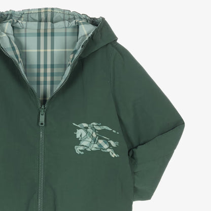 Burberry Reversible Green Check Hooded Jacket