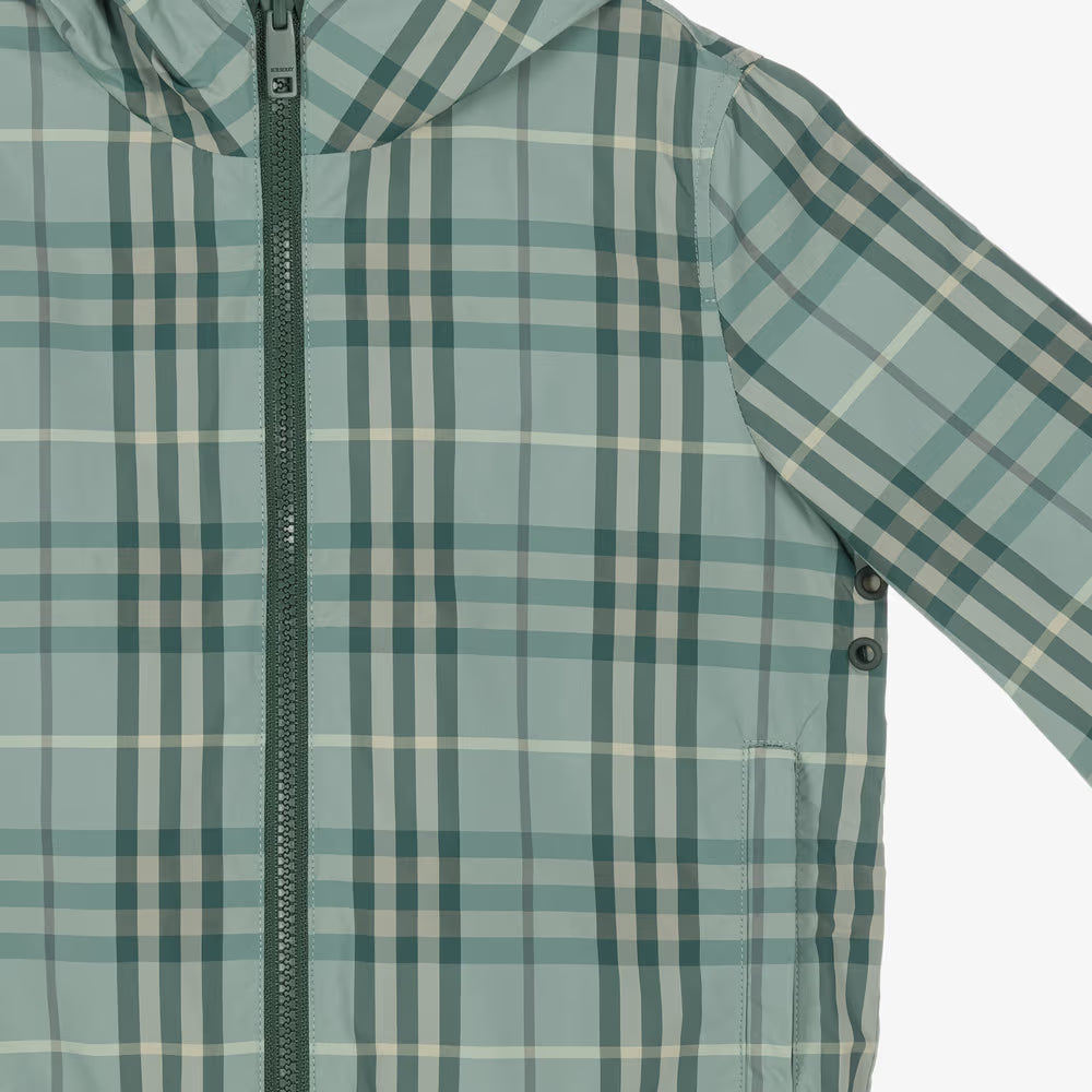Burberry Reversible Green Check Hooded Jacket