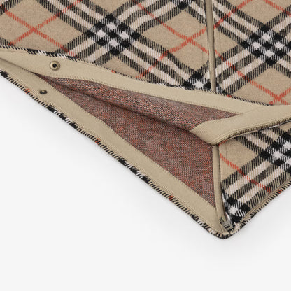 Burberry Girls Beige Check Hooded Wool Cape