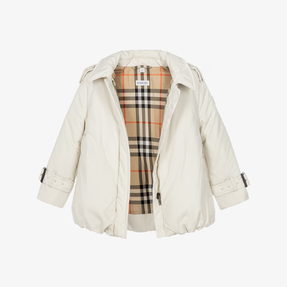 Burberry Girls Ivory Bubble Hem Padded Jacket