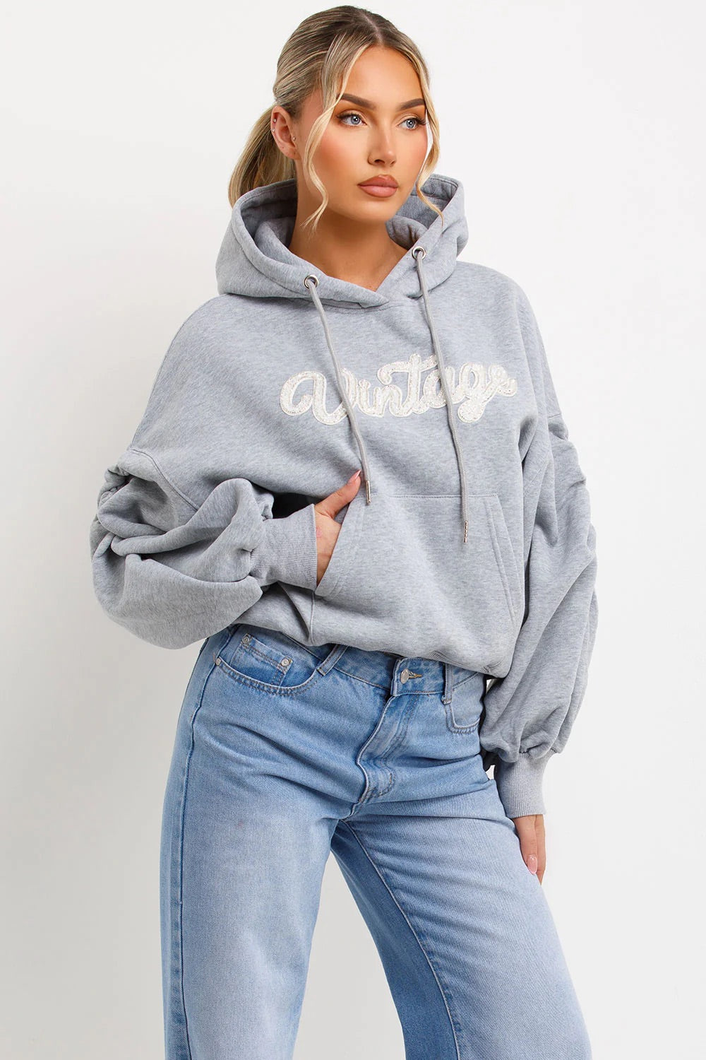 Ruched Sleeve Hoodie