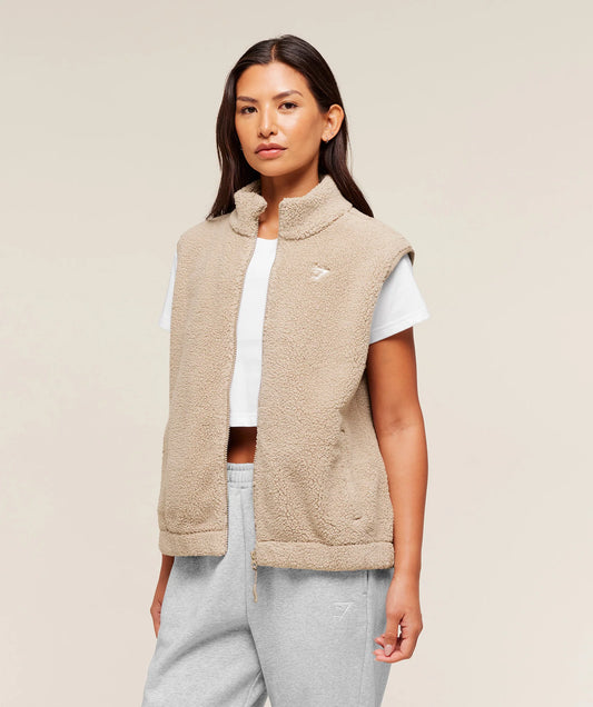 GymShark Sherpa Gilet (Brown)