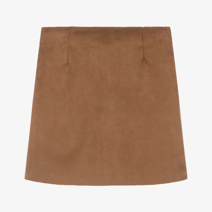 Mayoral Girls Brown Faux Suede Skirt