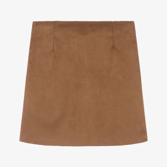 Mayoral Girls Brown Faux Suede Skirt