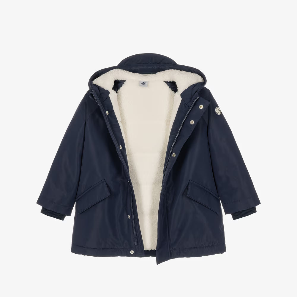 Petit Bateau Hooded Parka Coat with Fleece Lining