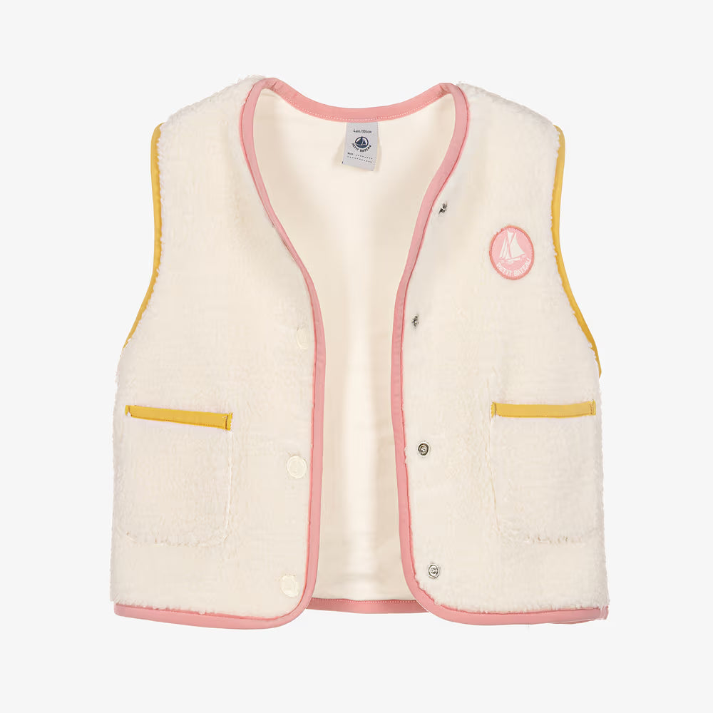 Petit Bateau Gilet with Pink & Yellow Trims