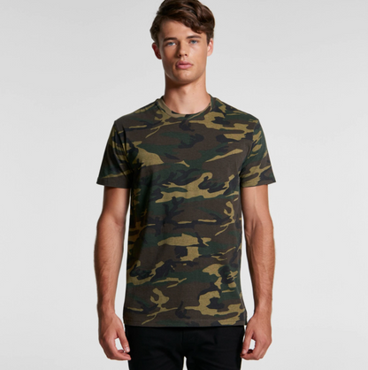 Military army t-shirt | camouflage | on model back view