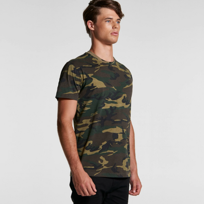 Military army t-shirt | camouflage | on model side  view
