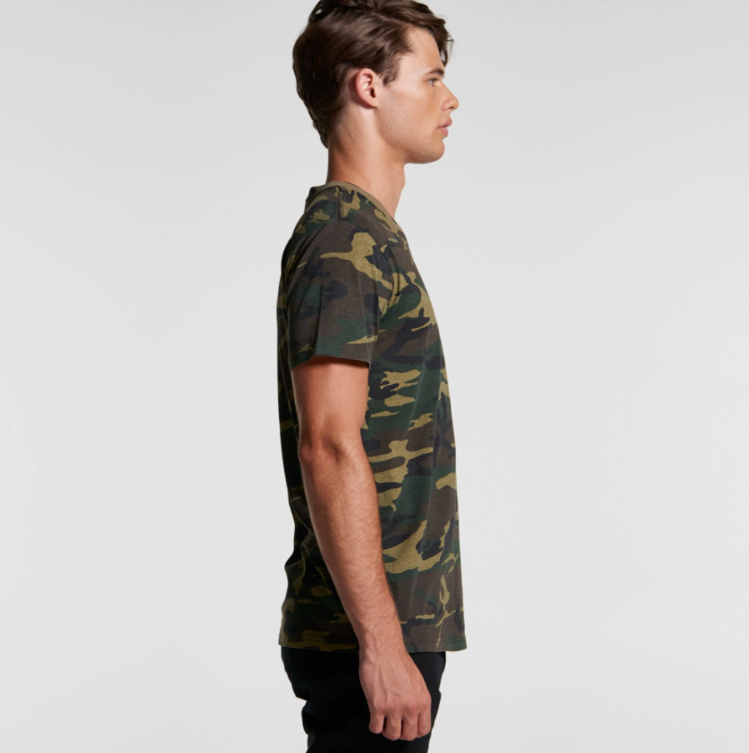 Military army t-shirt | camouflage | on model side view