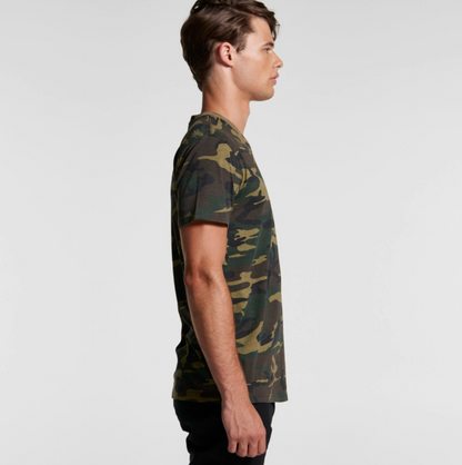 Military army t-shirt | camouflage | on model side view