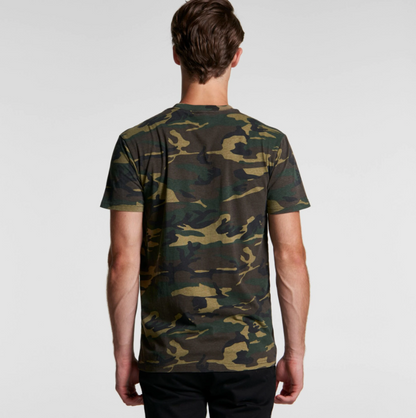 Military army t-shirt | camouflage | on model back view